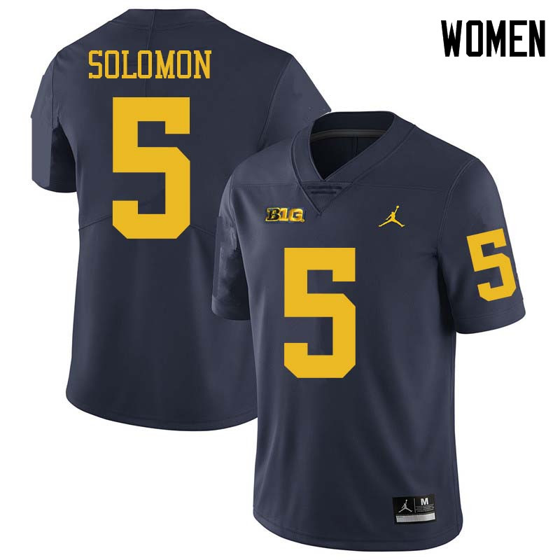 Jordan Brand Women #5 Aubrey Solomon Michigan Wolverines College Football Jerseys Sale-Navy